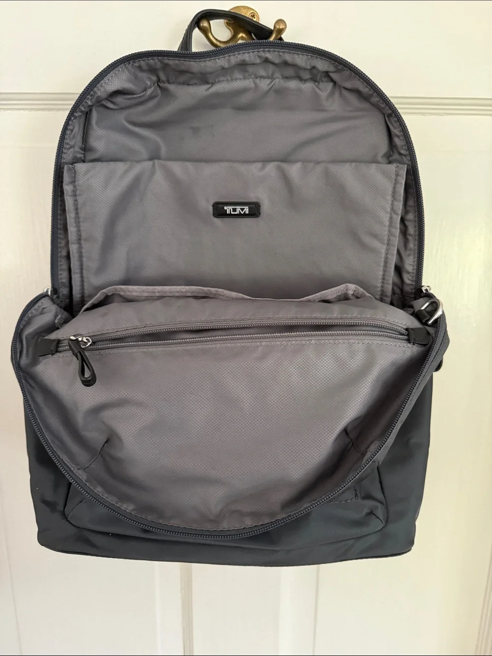 Tumi Gray Nylon Laptop Backpack with Front Pocket